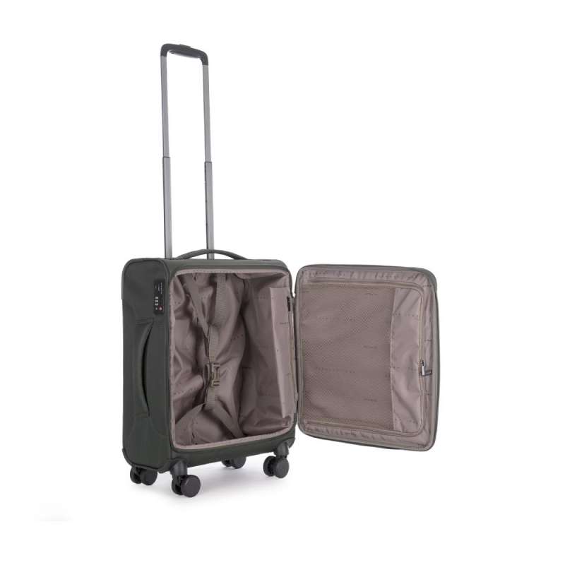 STRATIC Koffer Light+ Handgepäck Weichschalenkoffer, Höhe 55 cm, Größe S dark green offen