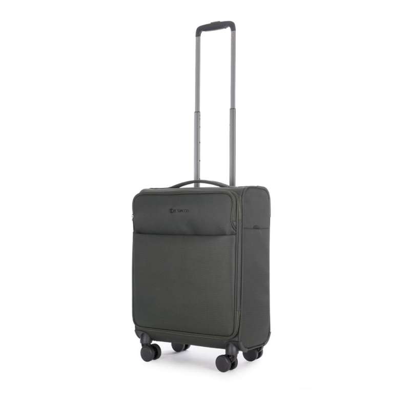 STRATIC Koffer Light+ Handgepäck Weichschalenkoffer, Höhe 55 cm, Größe S dark green seitlich 45 Grad