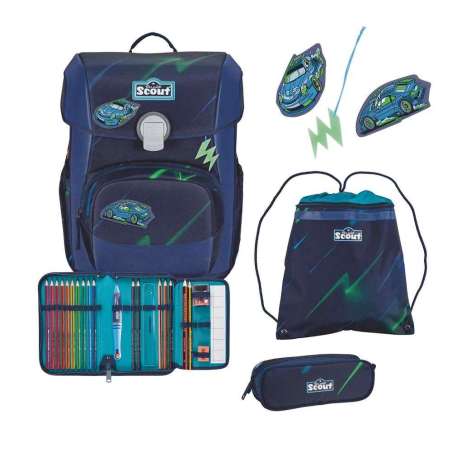 SCOUT Schulranzen Set Neo Exklusiv Superflash City Lights im Set