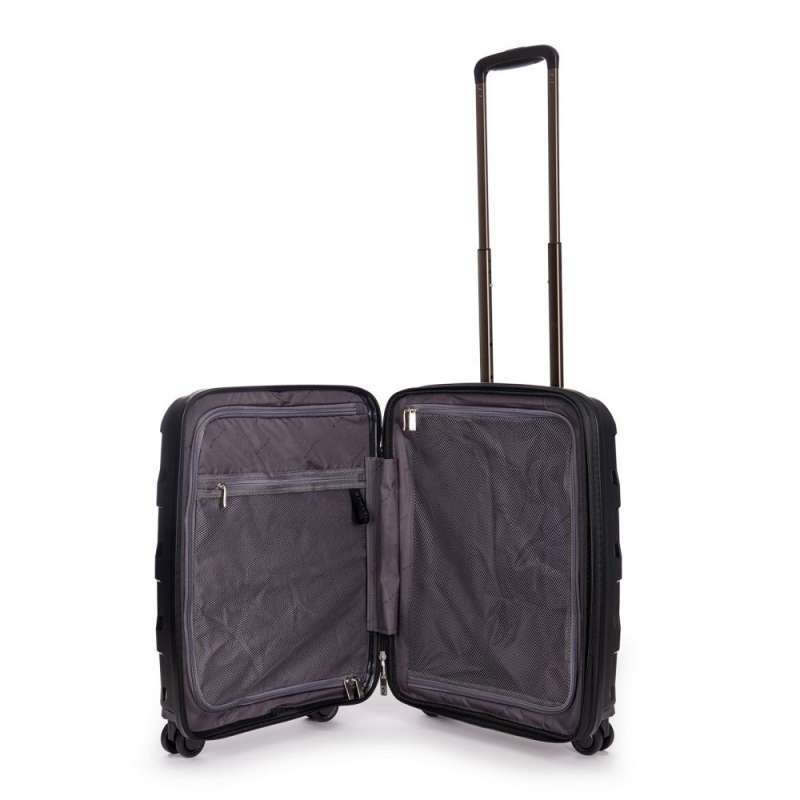 STRATIC Koffer Straw+ Handgepäck Hartschalenkoffer, Höhe 55 cm, Größe S black offen