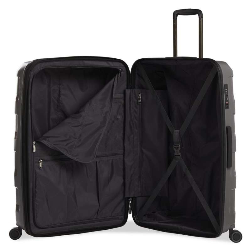 STRATIC Koffer Straw+ Hartschalenkoffer, Höhe 76 cm, Größe L dark grey offen