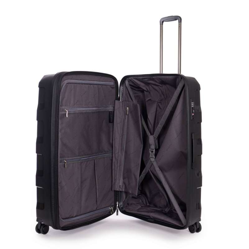 STRATIC Koffer Straw+ Hartschalenkoffer, Höhe 76 cm, Größe L black offen