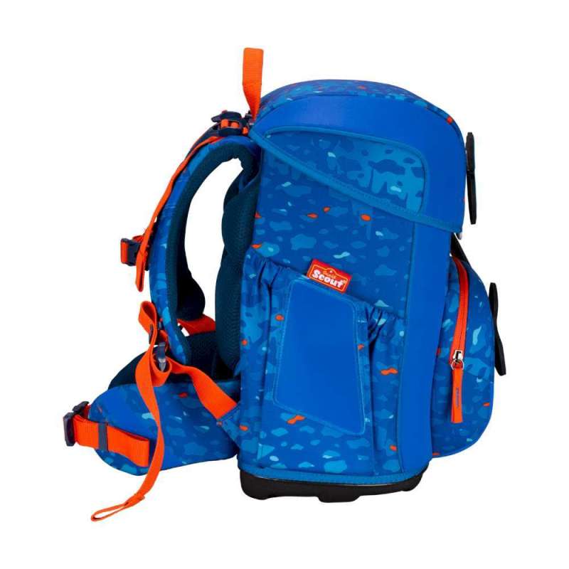 SCOUT Schulranzen Set Neo für Jungen Exklusiv Superflash Blue Dino seitlich