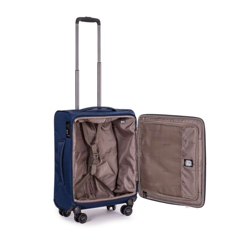 STRATIC Koffer Mix Handgepäck Weichschalenkoffer, Höhe 55 cm, Größe S blue offen
