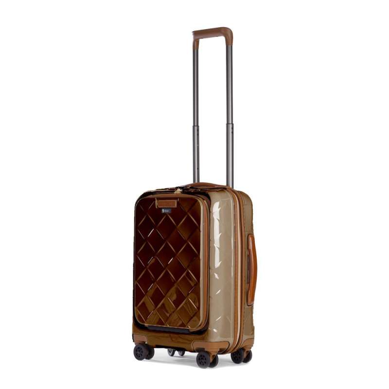 STRATIC Koffer Leather&More Handgepäck Hartschalenkoffer, Höhe 55 cm, Größe S champagne seitlich 45 Grad