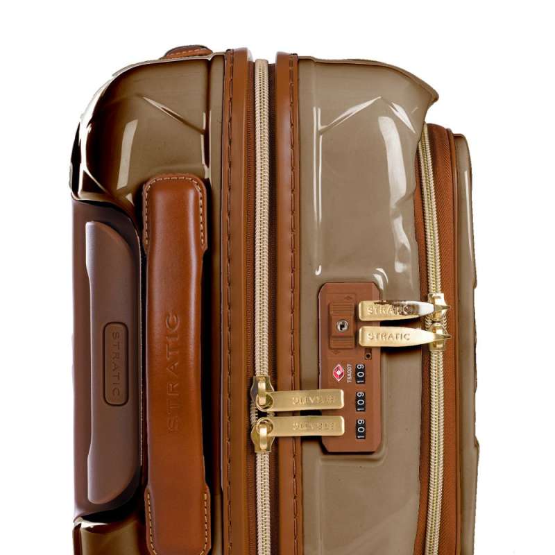 STRATIC Koffer Leather&More Handgepäck Hartschalenkoffer, Höhe 55 cm, Größe S champagne TSA Schloss