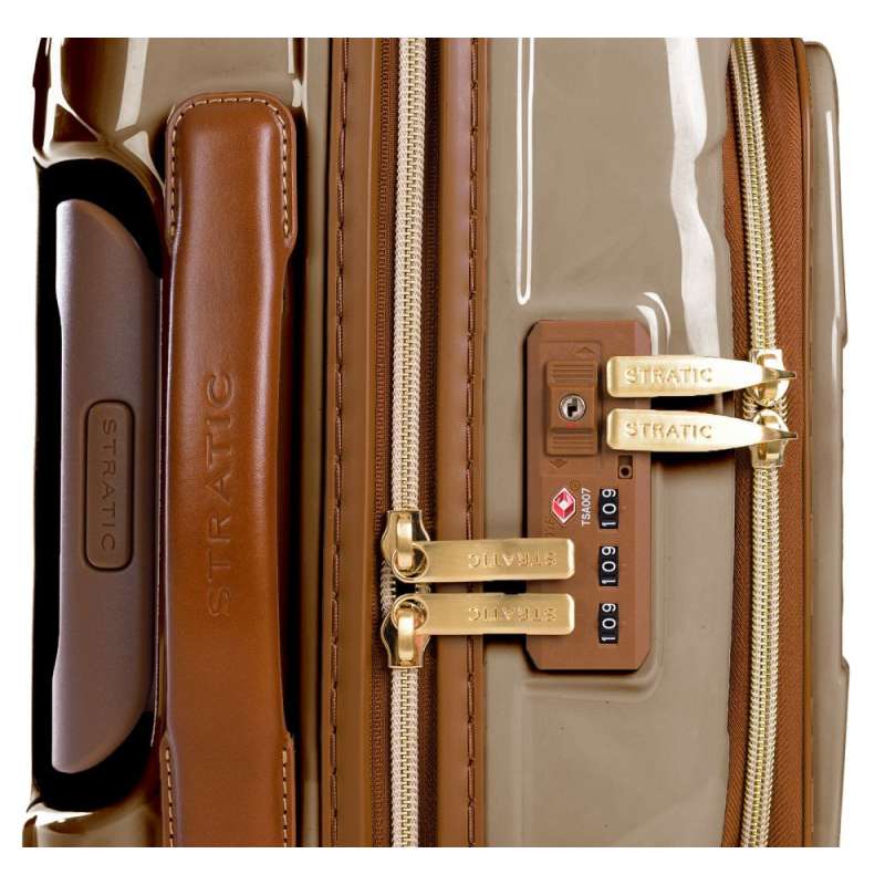 STRATIC Koffer Leather&More Handgepäck Hartschalenkoffer, Höhe 55 cm, Größe S champagne TSA Schloss nah