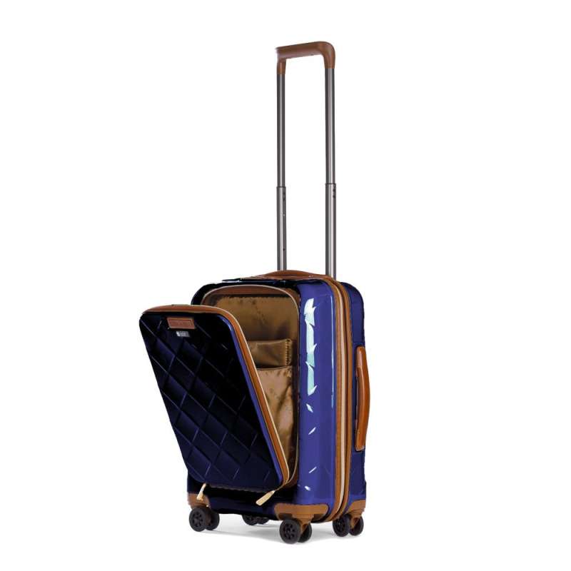 STRATIC Koffer Leather&More Handgepäck Hartschalenkoffer, Höhe 55 cm, Größe S blue Vordertasche seitlich 45 Grad