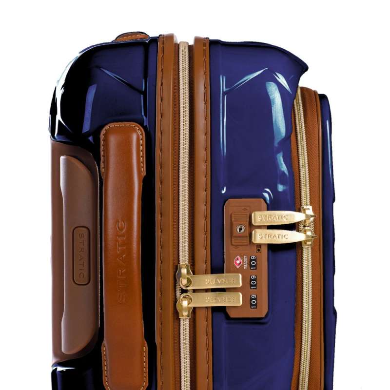 STRATIC Koffer Leather&More Handgepäck Hartschalenkoffer, Höhe 55 cm, Größe S blue TSA Schloss