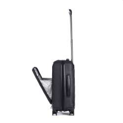 STRATIC Koffer Leather&More Handgepäck Hartschalenkoffer, Höhe 55 cm, Größe S matt black Vordertasche seitlich
