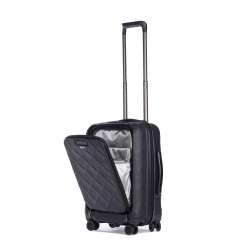 STRATIC Koffer Leather&More Handgepäck Hartschalenkoffer, Höhe 55 cm, Größe S matt black Vordertasche seitlich 45 Grad