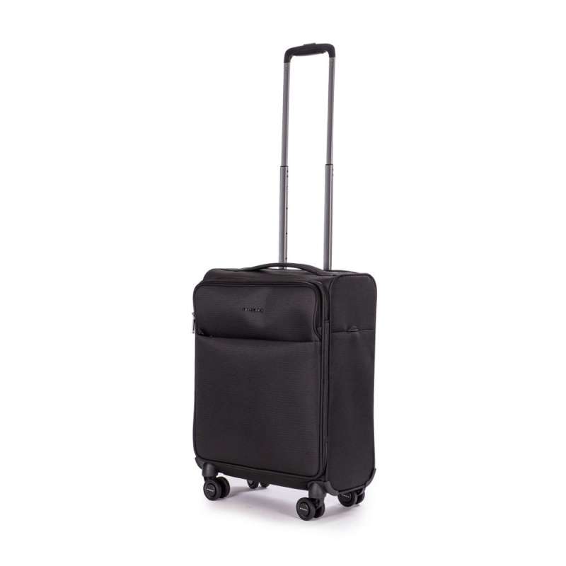 STRATIC Koffer Light+ Handgepäck Weichschalenkoffer, Höhe 55 cm, Größe S black seitlich 45 Grad