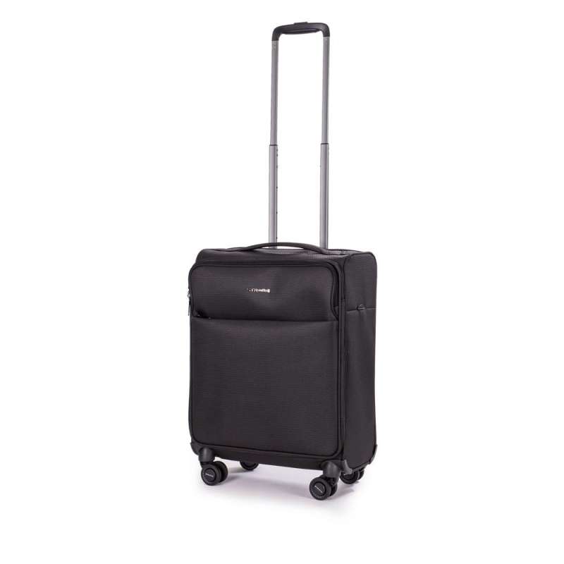STRATIC Koffer Light+ Handgepäck Weichschalenkoffer, Höhe 55 cm, Größe S black seitlich
