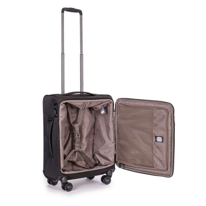 STRATIC Koffer Light+ Handgepäck Weichschalenkoffer, Höhe 55 cm, Größe S black offen