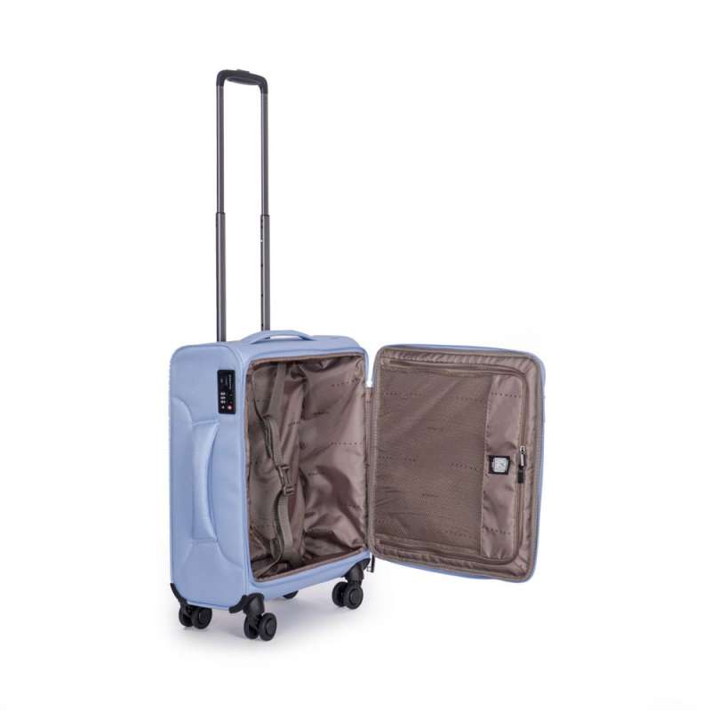 STRATIC Koffer Light+ Handgepäck Weichschalenkoffer, Höhe 55 cm, Größe S pastel blue offen