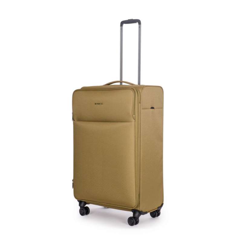 STRATIC Koffer Light+ Weichschalenkoffer, Höhe 76 cm, Größe L khaki seitlich 45 Grad