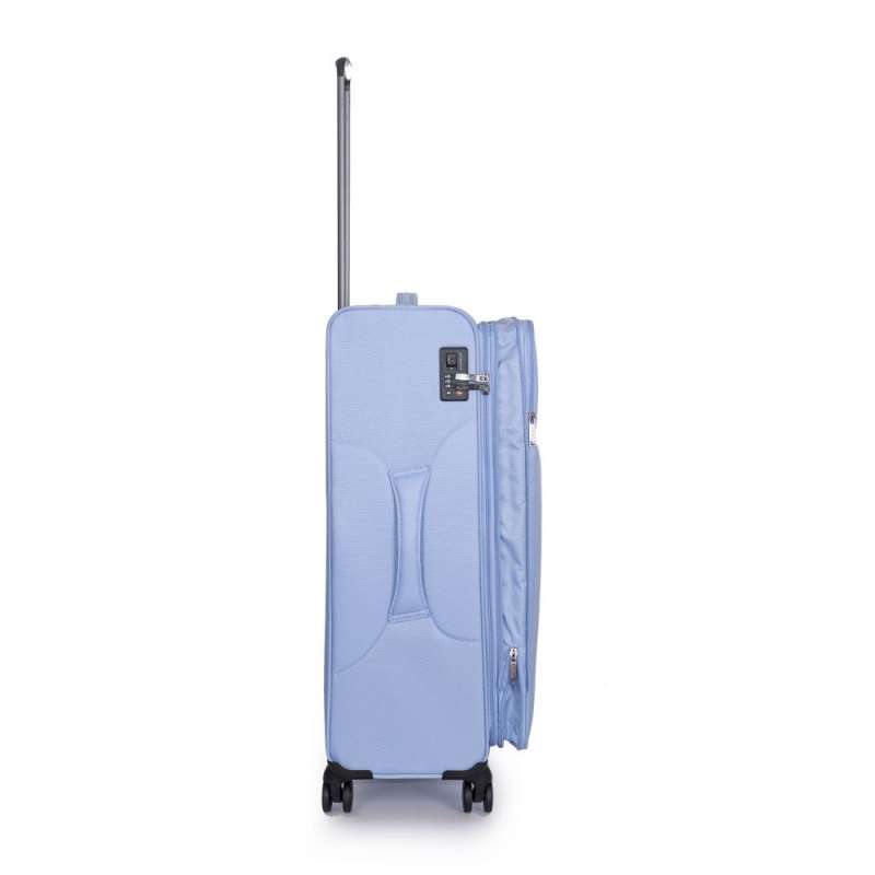 STRATIC Koffer Light+ Weichschalenkoffer, Höhe 76 cm, Größe L pastel blue rechts expanded